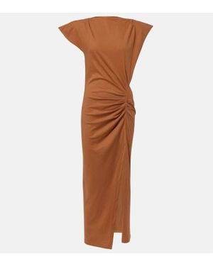 Isabel Marant Robe Longue Nadela En Coton - Marron