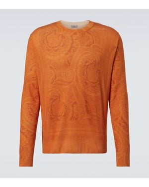 Etro Maglione Con Stampa Paisley - Arancione