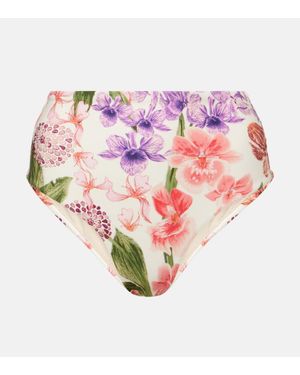 Agua Bendita Floral High-Rise Bikini Bottoms - Pink