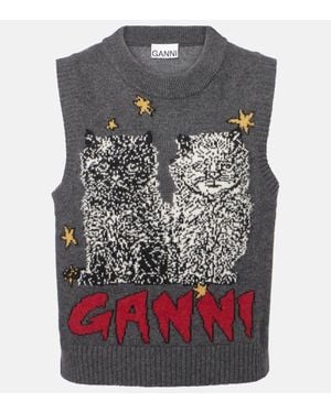 Ganni Pullunder Aus Einem Wollgemisch - Grau