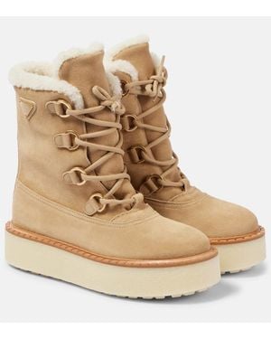 Prada Schnuerstiefel Evolve Mit Shearling - Natur