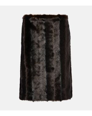 Magda Butrym Low-Rise Faux Fur Pencil Skirt - Black