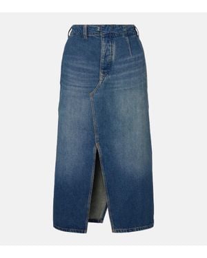 Victoria Beckham Asymmetric Denim Midi Skirt - Blue