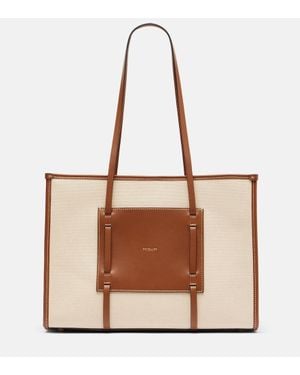 DeMellier London Capri Leather-Trimmed Canvas Tote Bag - Brown