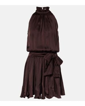 Poupette Bianca Halterneck Satin Minidress - Purple