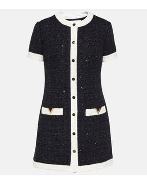 Valentino Vgold Sequined Tweed Minidress - Black