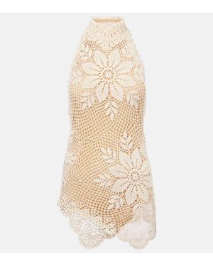 Magda Butrym Floral Crochet Cotton Top - Natural