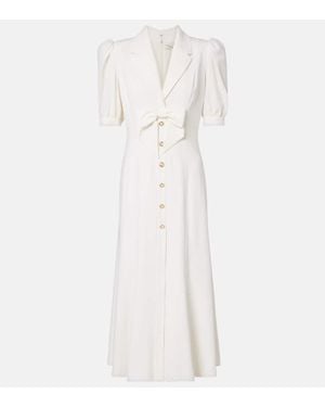 Alessandra Rich Wool-Blend Crepe Midi Dress - White
