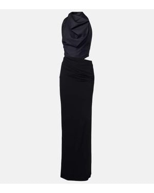 Magda Butrym Draped Silk Maxi Dress - Blue