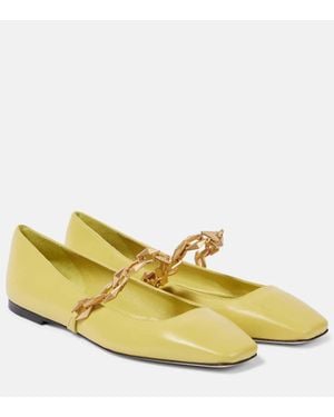Jimmy Choo Diamond Tilda Leather Ballet Flats - Yellow