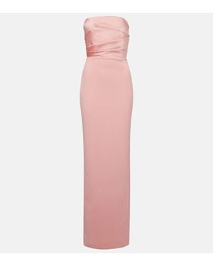 Solace London Afra Crepe And Satin Bustier Gown - Pink