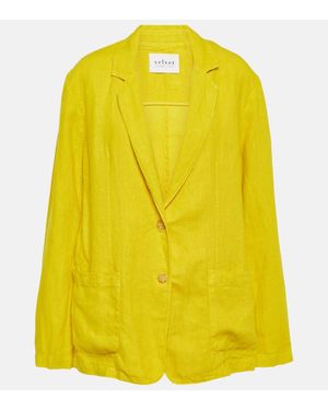Velvet Cassie Linen Blazer - Yellow