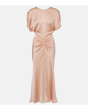 Victoria Beckham Light Damask Dress With Gathering - Pink