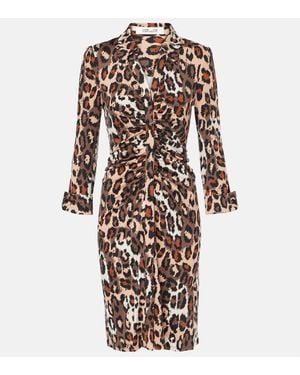 Diane von Furstenberg Abito Midi Sheska Con Stampa Leopardata - Marrone