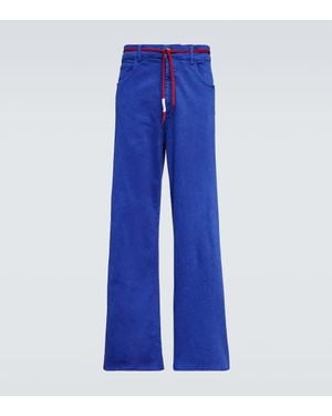 Marni Mid-Rise Straight Cotton-Blend Pants - Blue