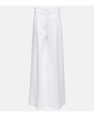 Chloé High-Rise-Hose Aus Leinen Und Baumwolle - Weiß