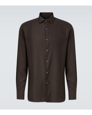 ZEGNA Hemd Cashco Aus Baumwolle Und Kaschmir - Schwarz