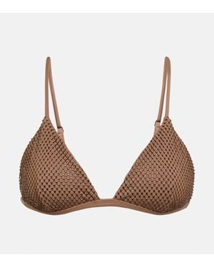 Jonathan Simkhai Bikini-Oberteil Joelle Mit Kristallen - Braun