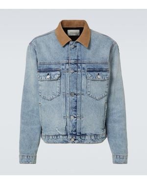 FRAME Jeansjacke Mit Veloursleder - Blau