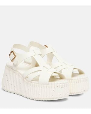 Chloé Plateausandalen Nama 80 Aus Leder - Natur