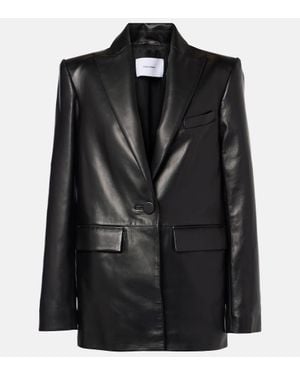 Alex Perry Oversized Leather Blazer - Black