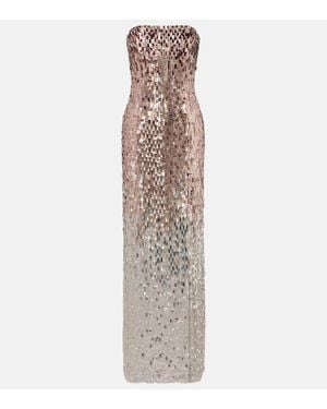 Jenny Packham Robe Bustier Longue Lucille A Sequins - Blanc