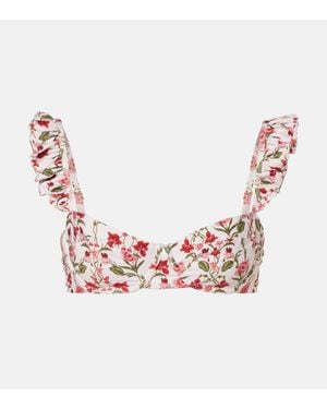 Agua Bendita Kiwi Floral Bikini Top - Pink