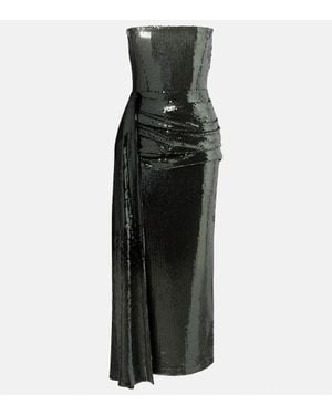 Alex Perry Draped Sequined Corset Dress - Black