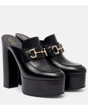 Gucci Plateau-Mules Horsebit Aus Leder - Schwarz