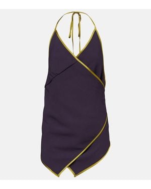 Dries Van Noten Crepe Satin Wrap Top - Purple