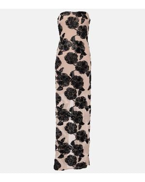 ROTATE BIRGER CHRISTENSEN Floral Mesh-Trimmed Gown - White