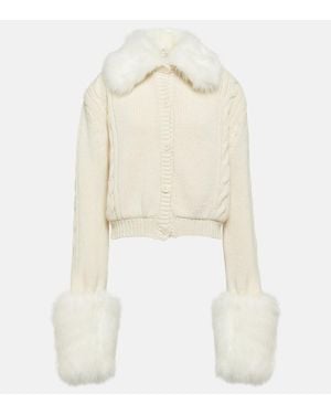 Magda Butrym Cropped-Cardigan Mit Faux Fur - Weiß