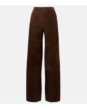 Vince Leather Straight Pants - Brown