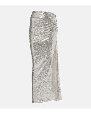 Maticevski Falda Larga Luna Con Lentejuelas - Gris