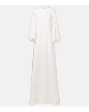 Oscar de la Renta Lace-Trimmed Silk-Blend Georgette Kaftan - White
