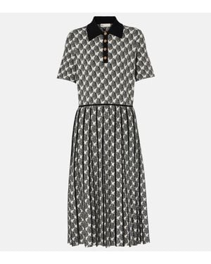 Tory Burch Abstract-Pattern Print Midi Dress - Black