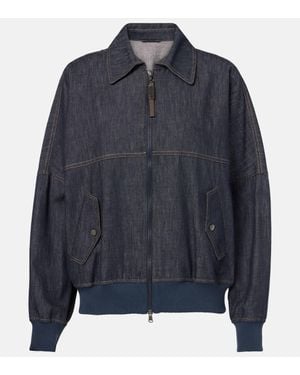 Brunello Cucinelli Denim Bomber Jacket - Blue