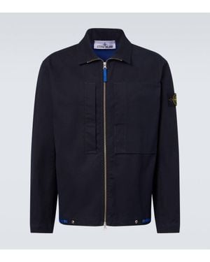 Stone Island Hemdjacke Compass Aus Baumwoll-Canvas - Blau