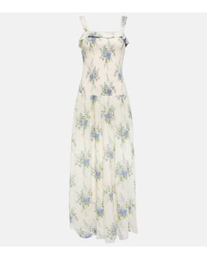 LoveShackFancy Bello Shirred Cotton Maxi Dress - White