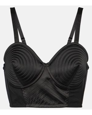 Jean Paul Gaultier Tattoo Iconic Satin Bra Top - Black