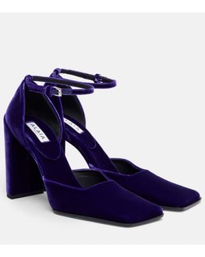 Alaïa Pumps Square 90 Aus Samt - Blau