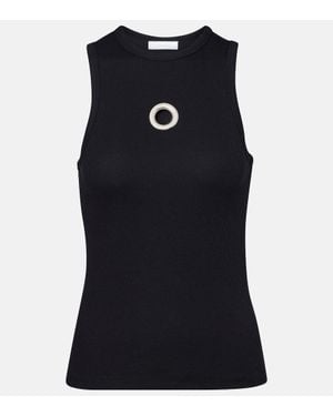 Rabanne Embellished Cotton-Blend Tank Top - Black