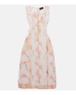 Simone Rocha Sculpted Carnation Organza Midi Dress - Pink