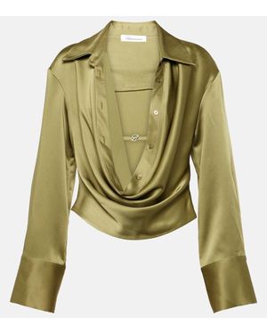 Blumarine Cropped-Hemd Aus Satin - Grün