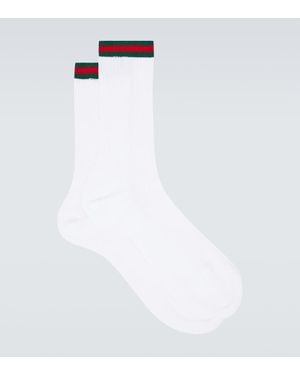 Gucci Web Stripe Cotton-Blend Socks - White