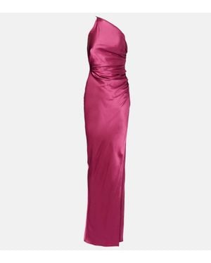 The Sei Asymmetric Gathered Silk Satin Gown - Purple