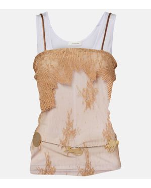 JACQUES WEI Layered Jersey And Lace Top - Purple
