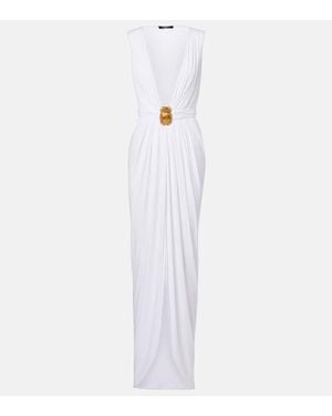 Balmain Robe Longue A Ornements - Blanc