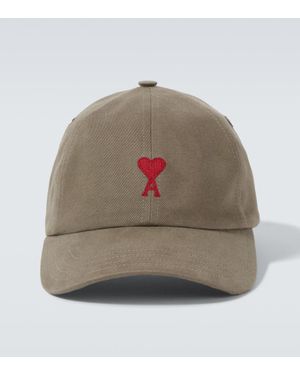 Ami Paris Ami De Cour Cotton Gabardine Baseball Cap - Grey