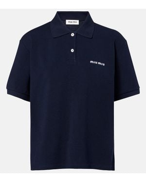 Miu Miu Polohemd Aus Baumwoll-Pique - Blau